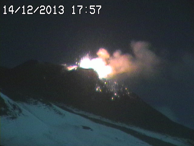 Strombolianische Explosion am Neuen Südostkrater schleudert pyroklastisches Material auf Flanken