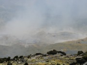 Stark dampfender Bereich im südöstlichen Abschnitt des Kraterbodens der Bocca Nuova