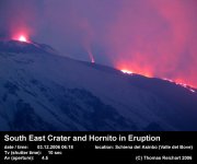 Eruption am Südostkrater und Hornito