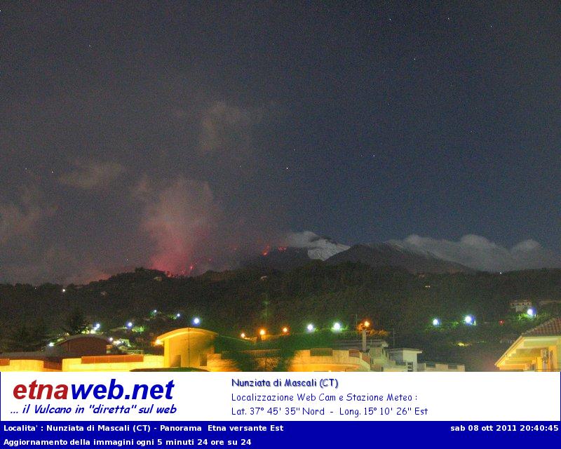 Glühenden Lavaströme an der Nordflanke des Neuen Südostkraters